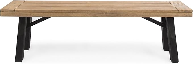 Christopher Knight Home Danee Acacia Wood Outdoor Bench, Solid Wood Garden Bench with Classic Slat Design, Rustic Patio Seating for Dining, Porch or Poolside, Natural and Gray