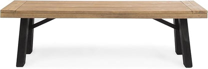 Christopher Knight Home Danee Acacia Wood Outdoor Bench, Solid Wood Garden Bench with Classic Slat Design, Rustic Patio Seating for Dining, Porch or Poolside, Natural and Gray