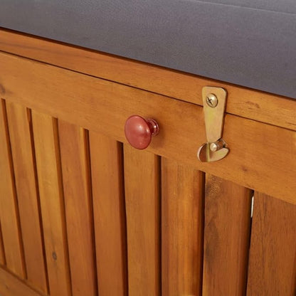 vidaXL Bench Black Solid Acacia Wood Large Storage Bench Rectangular
