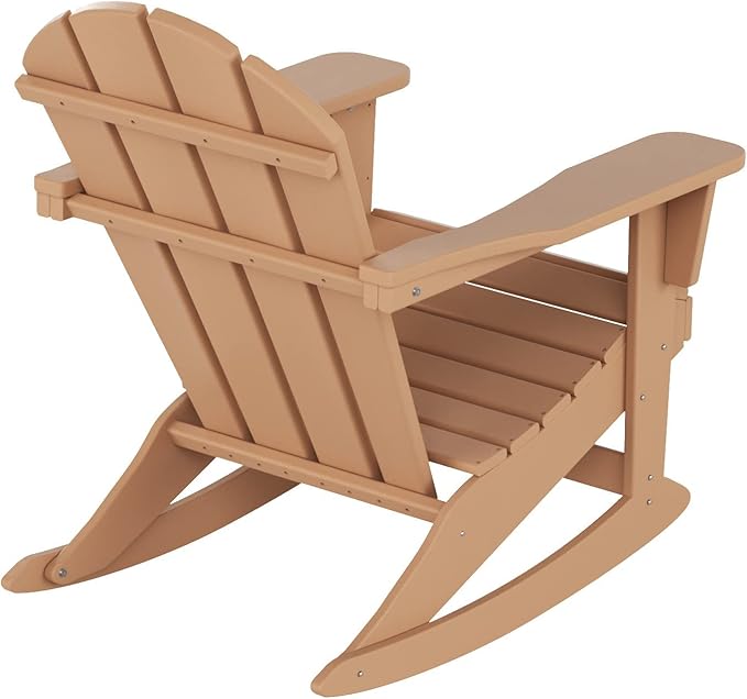 WestinTrends Malibu Outdoor Patio Porch Rocking Adirondack Chair (Set of 4), Teak