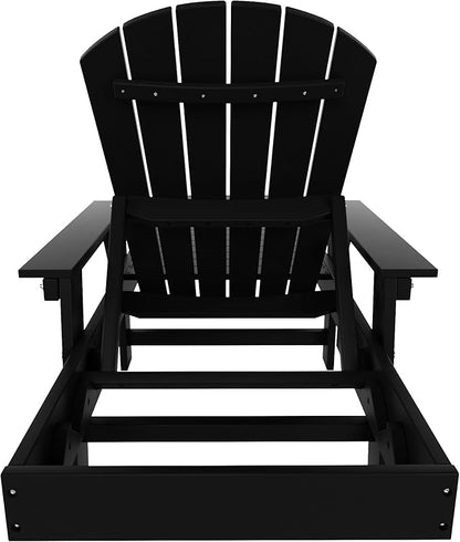 WestinTrends Dylan HDPE Outdoor Patio Poly Adirondack Reclining Chaise Lounge with Arms, Black