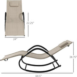 Outsunny Rocking Chair, Zero Gravity Patio Chaise Sun Lounger, Outdoor Rocker, UV Water Resistant, Pillow for Sunbathing - Photo 3