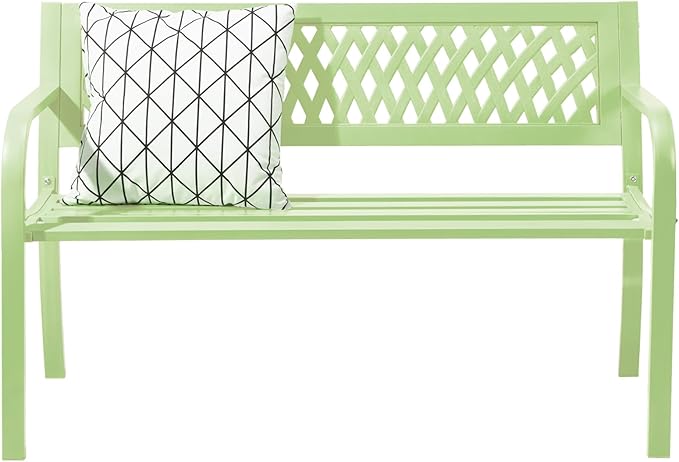 VINGLI 47'' Outdoor Bench, Weather Resistant Garden Patio Bench Powder Coated Iron Frame w/PVC Mesh Backrest Slatted - Photo 1