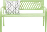 VINGLI 47'' Outdoor Bench, Weather Resistant Garden Patio Bench Powder Coated Iron Frame w/PVC Mesh Backrest Slatted - Photo 1
