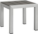 Modway Shore Aluminum Outdoor Patio Chaise Lounge Chair and Side Table Set in Silver Gray - Photo 5
