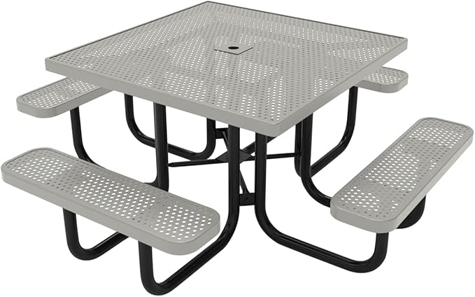 COATEDOUTDOORFURNITURE Heavy-Duty Portable Outdoor Picnic Table with Umbrella Hole - Photo 1