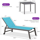 PURPLE LEAF 6-Piece Outdoor Chaise Lounge Oversized Pool Lounge Chairs with Easy-to-Move Wheels and Adjustable Backrest - Photo 7