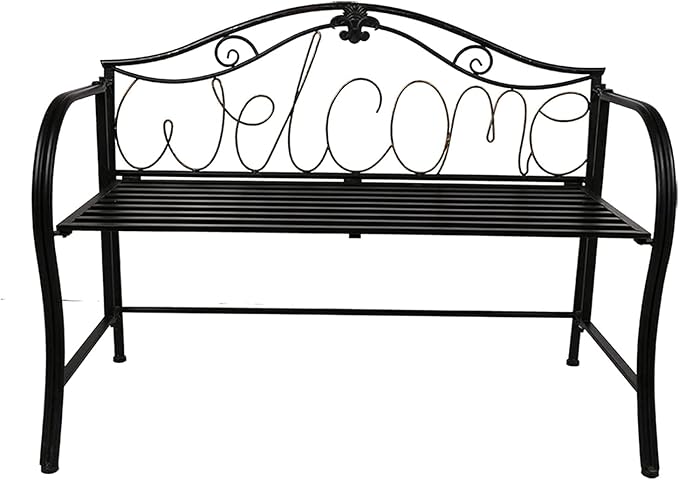 Park Bench Patio Garden Bench Backyard Benches, Metal Garden Bench, European Style Wrought Iron Double Chair Bench, Villa Garden Courtyard Decoration, Park Outdoor Bench with Backrest