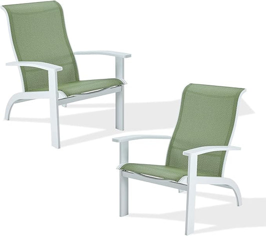 VICLLAX Outdoor Adirondack Chair Set of 2, Patio Chair for Lawn Garden, All Weather Outdoor Lounge Chair, Green