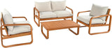 Merax Outdoor 4-Piece Acacia Wood Conversation Set - Patio 2-Seat Loveseat Sofa w/Coushion - Photo 4
