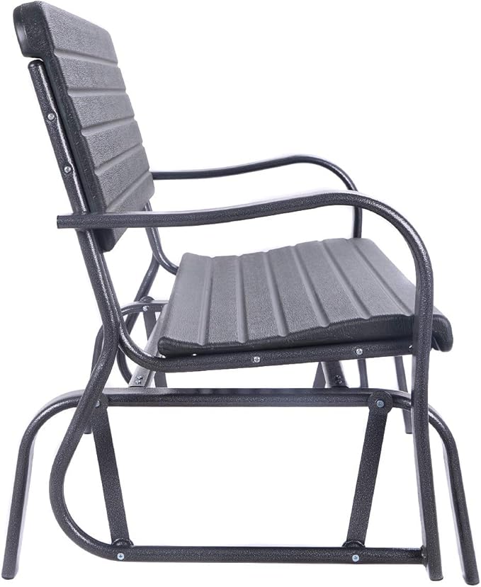 HAPPYGRILL Outdoor Swing Glider Bench, Patio Loveseat Chair with Steel Frame, Rocking Bench for Porch Deck Poolside Garden