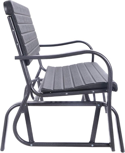 HAPPYGRILL Outdoor Swing Glider Bench, Patio Loveseat Chair with Steel Frame, Rocking Bench for Porch Deck Poolside Garden