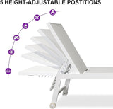 PURPLE LEAF Oversize Chaise Lounge Chair Outdoor 2 Pieces White Aluminum Lounge Chair with Wheels and Table for Pool - Photo 5