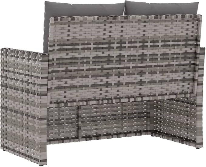 Patio Bench with Cushions Gray 41.3" Poly Rattan Deck Bench Outdoor Bench Garden Bench Porch Bench for patios, Gardens - Photo 7
