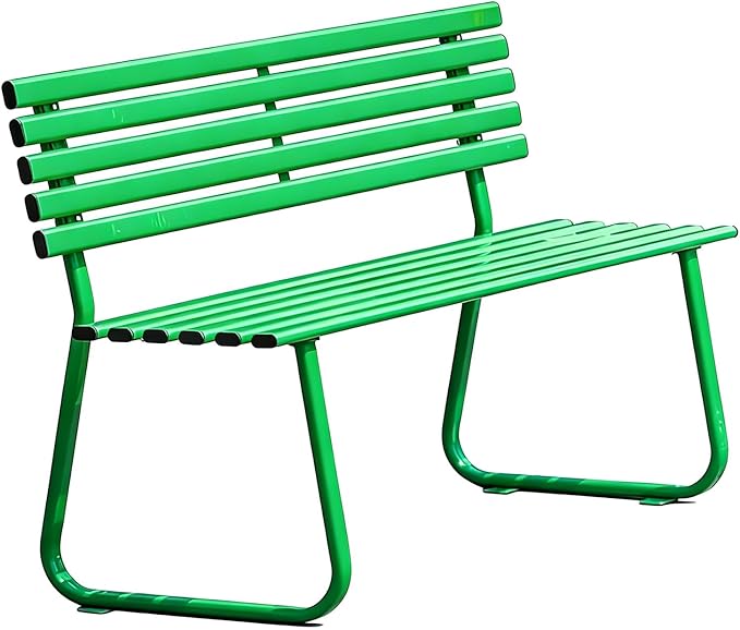 Outdoor Metal Garden Bench with Thickened Galvanized Steel Pipe, Weatherproof, 660lbs Load Capacity, for Patio, Balcony, Garden, Home and Commercial Use(Green)