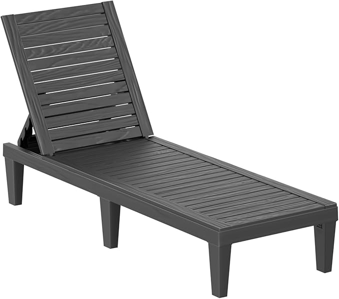 Outdoor Chaise Lounge Chair – 5-Position Adjustable Backrest, Waterproof Resin Wicker Sun Lounger for Pool, Patio - Photo 1