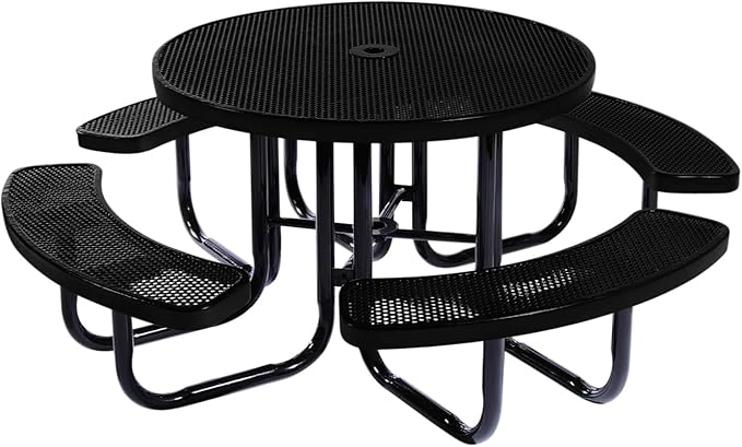 COATEDOUTDOORFURNITURE Heavy-Duty Portable Outdoor Picnic Table with Umbrella Hole - Photo 1
