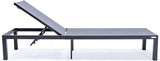 LeisureMod Marlin Aluminum Outdoor Chaise Lounge Chair (Set of 2) - Mesh Sling Fabric Seat Black Aluminum Frame Beach - Photo 6