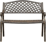 Traditional Bronze Cast Iron Garden Bench with Floral Design for Outdoor Patio and Balcony Seating - Photo 4