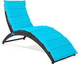 DORTALA Foldable Patio Lounge Chair, Outdoor Rattan Wicker Chaise with Cushion for Backyard Garden Lawn Balcony Poolside - Photo 1