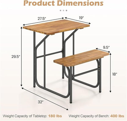 Acacia Wood Outdoor Table and Bench Set, Table and Chairs Set for Garden Picnic, Patio Furniture Set, Outdoor Bench Garden Benchs Park Benchs for Pool Beachs Backyard
