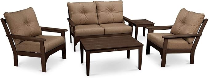 Vineyard 5-Piece Deep Seating Set (Black/Canvas Granite) - Photo 4