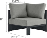 Modway Tahoe Aluminum Outdoor Sectional Corner Chair Gray with Weather-Resistant Cushions - Photo 2