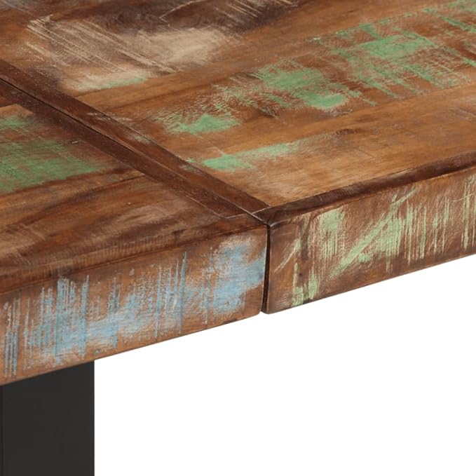 Industrial Style Solid Wood Bench with Reclaimed Wood and Steel Frame, Black Metal and Brown Finish, 63.0 Inch Long for Hallway or Living Room, Supports 661 lbs, Modern Matte