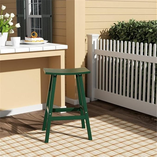 Costaelm All-Weather Outdoor Bar Stools, 29" Height Patio Stools & Bar Chairs, Adirondack Poly Patio Bar Stool for Patio, Deck, Kitchen Counter and Garden, Dark Green