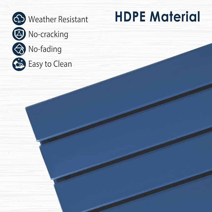 nalone Outdoor Bar Stool, HDPE Tall Adirondack Chair Bar Chair, Weather Resistance Bar Height Chairs for Balcony, Garden, Yard, Backyard (Navy Blue, Bar Chair)