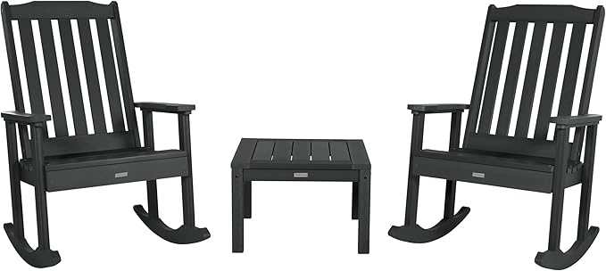 highwood AD-KITRKCH1-BKE Lehigh 2 Rocking Chairs with Adirondack Side Table, Black