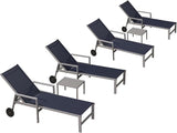 PURPLE LEAF Patio Chaise Lounge Set for 4 Outdoor Pool Lounge Chairs with Armrest and Adjustable Backrest Aluminum - Photo 1
