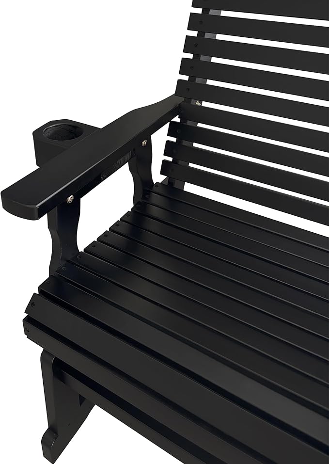 Fortune Candy Wooden Patio Glider for One Person, with High Backrest and Deep Contoured Seat, Solid Fir Wood - Photo 6