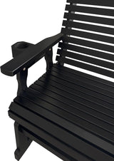 Fortune Candy Wooden Patio Glider for One Person, with High Backrest and Deep Contoured Seat, Solid Fir Wood - Photo 6