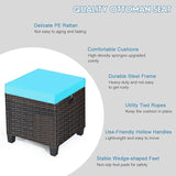Tangkula 2 Pieces Outdoor Patio Ottoman, All Weather Rattan Wicker Ottoman Seat, Patio Rattan Furniture - Photo 6