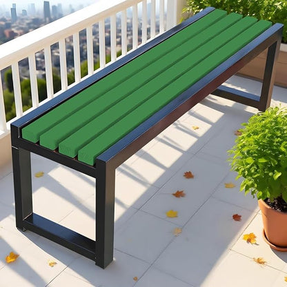 Garden Bench for Outdoors, Weatherproof Patio Bench Wooden Benches 2-Person Backyard Seat Backless Seat with Metal Frame for Park Backyard Entryway 3.3ft 3.9ft 4.9ft 5.9ft(Green Black,3.93ft)