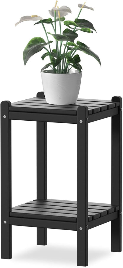 Outdoor Side Table, 26-Inch Tall Adirondack Patio Side Table, All-Weather HDPE Outdoor End Table for Porch Deck Balcony Pool, Easy Maintenance, Black