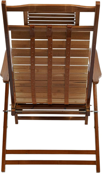 Bamboo Lounge Chair Folding Reclining Chair with Adjustable Backrest Folding Lounge Chairs with Cushion Max. Load Capacity 440lbs Outdoor Chaise for Offices Flats Campsites Home Bedroom