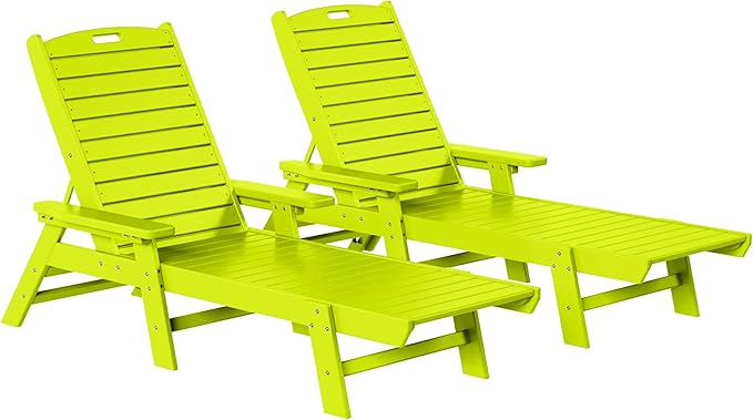 WestinTrends Malibu Poly Reclining Chaise Lounge (Set of 2) Lime