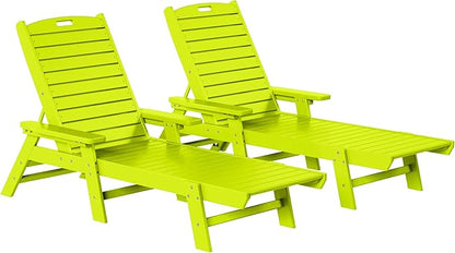WestinTrends Malibu Poly Reclining Chaise Lounge (Set of 2) Lime