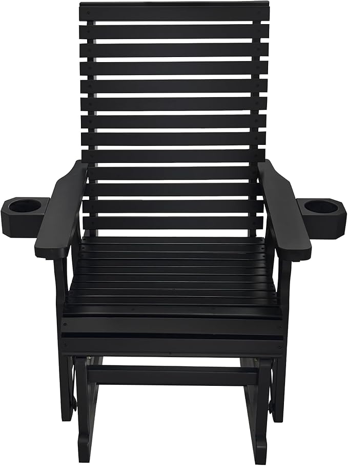 Fortune Candy Wooden Patio Glider for One Person, with High Backrest and Deep Contoured Seat, Solid Fir Wood - Photo 7