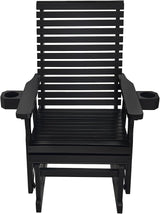 Fortune Candy Wooden Patio Glider for One Person, with High Backrest and Deep Contoured Seat, Solid Fir Wood - Photo 7