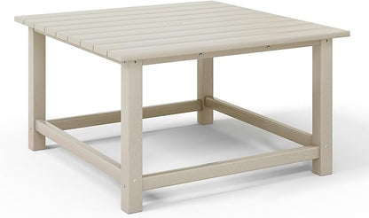 WestinTrends Malibu Low Outdoor HDPE Square Patio Coffee Table, Sand