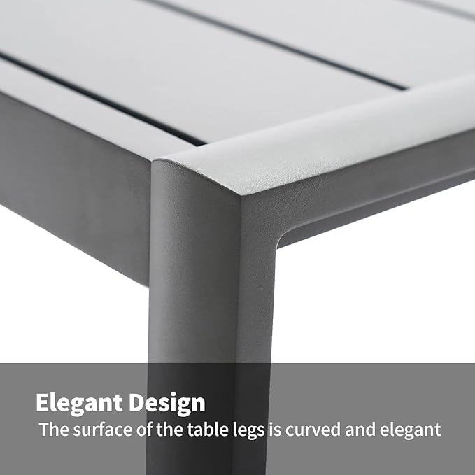 Outdoor Patio Coffee Table All-Weather Aluminum Rectangle Coffee Tables for Garden Backyard Contemporary End Tables, Grey Frame