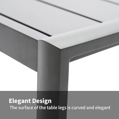 Outdoor Patio Coffee Table All-Weather Aluminum Rectangle Coffee Tables for Garden Backyard Contemporary End Tables, Grey Frame