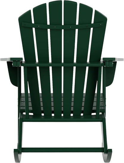 WestinTrends Dylan Outdoor Patio Poly Plastic Adirondack Rocking Chair, Dark Green