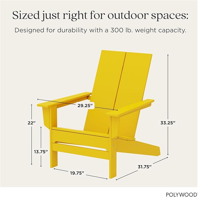 POLYWOOD Contemporary Modern Oversized Adirondack Chair in Lemon