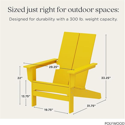 POLYWOOD Contemporary Modern Oversized Adirondack Chair in Lemon