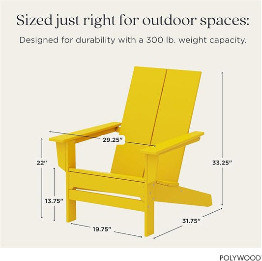 POLYWOOD Contemporary Modern Oversized Adirondack Chair in Lemon