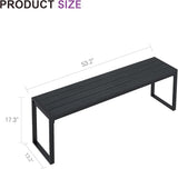 VICLLAX 3-Person Outdoor Bench, 2 Pieces 53" Long Garden Bench Backless Porch Patio Bench Metal Park Bench, Black - Photo 2